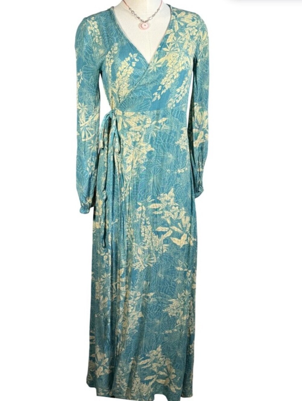 O'Neill Teal and Cream Floral Dress